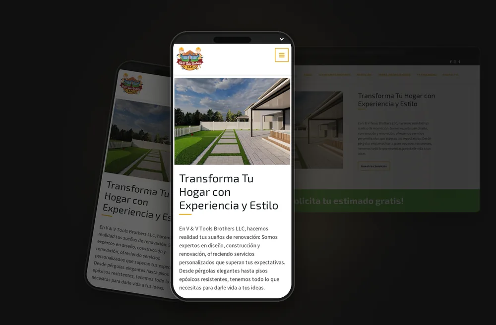 Mockup en móvil del sitio web V y V Tools Brothers