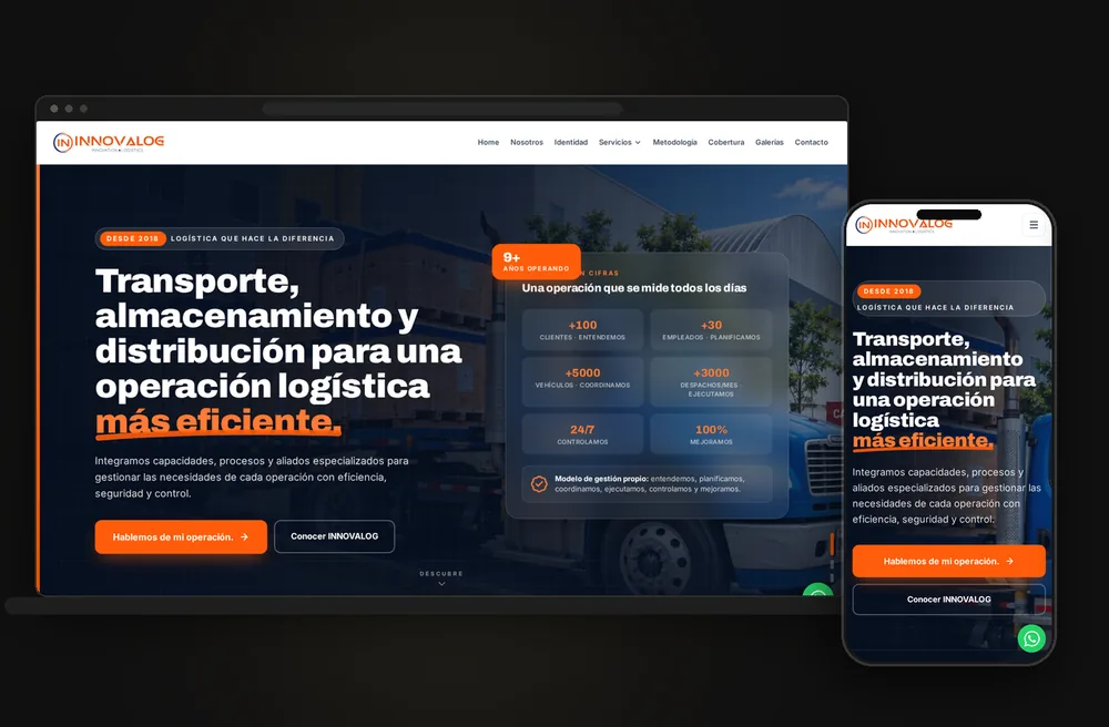 Mockup en portátil y móvil del sitio web Innovalog
