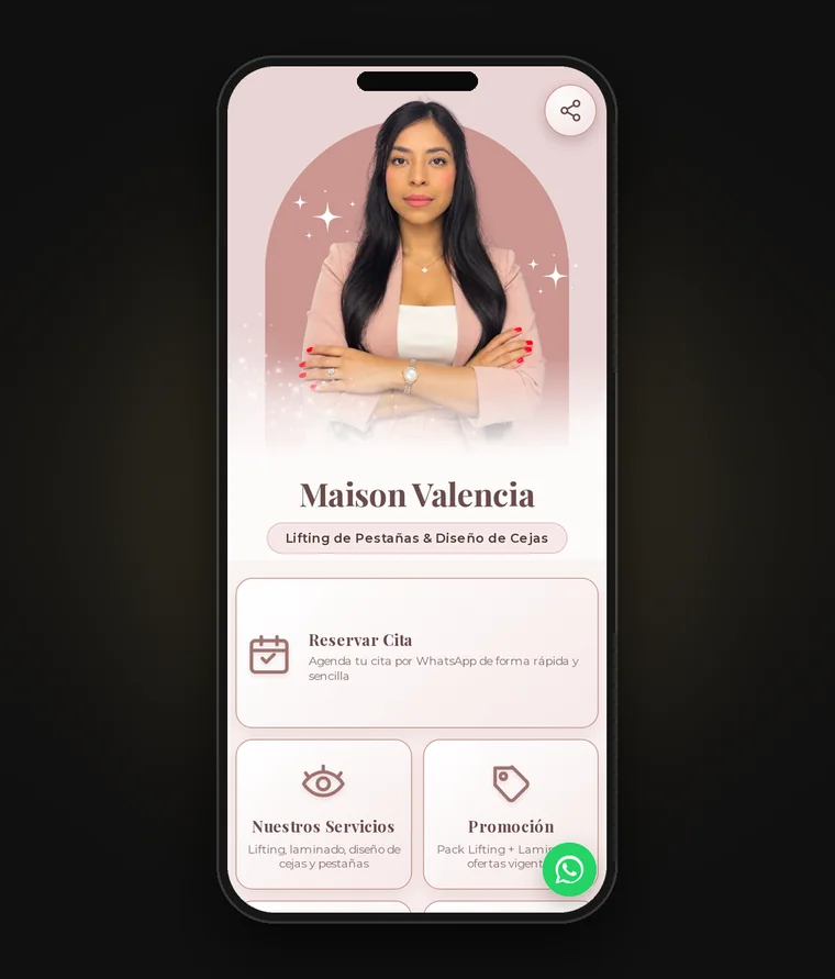 Mockup en móvil del sitio web Maison Valencia