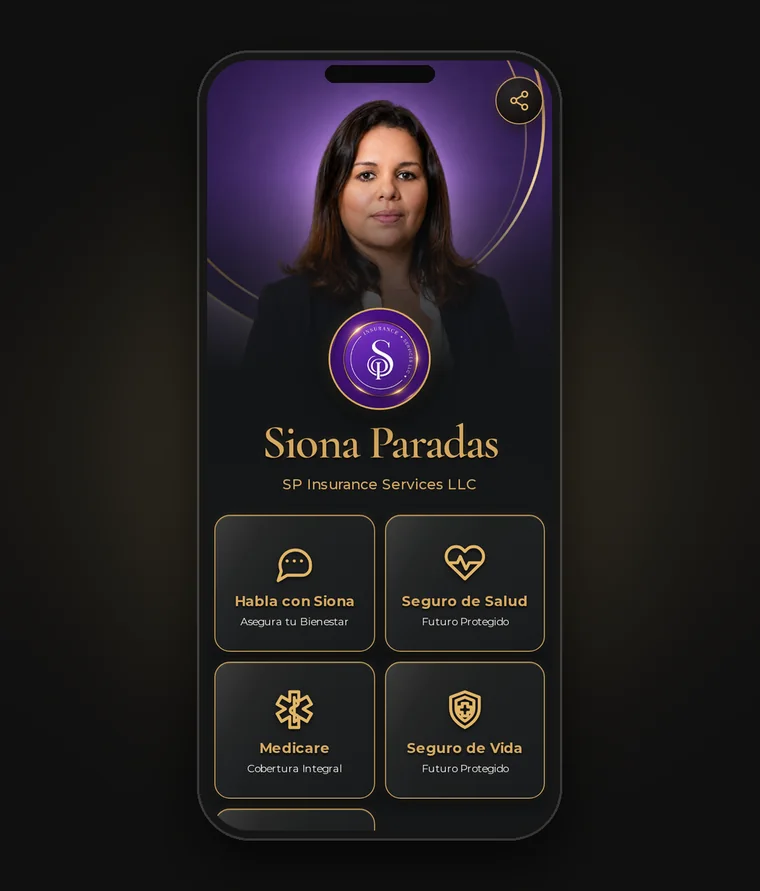 Mockup en móvil del sitio web Siona Paradas